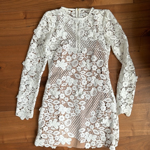 SELF PORTRAIT White Flower Lace Mini Dress / UK 6 / US 2 - Picture 2 of 10